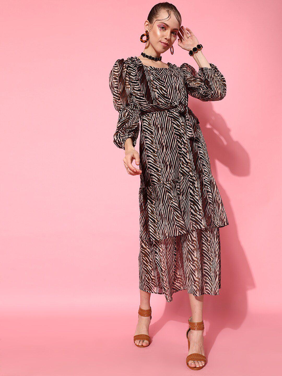 street 9 women chic brown animal printed dress