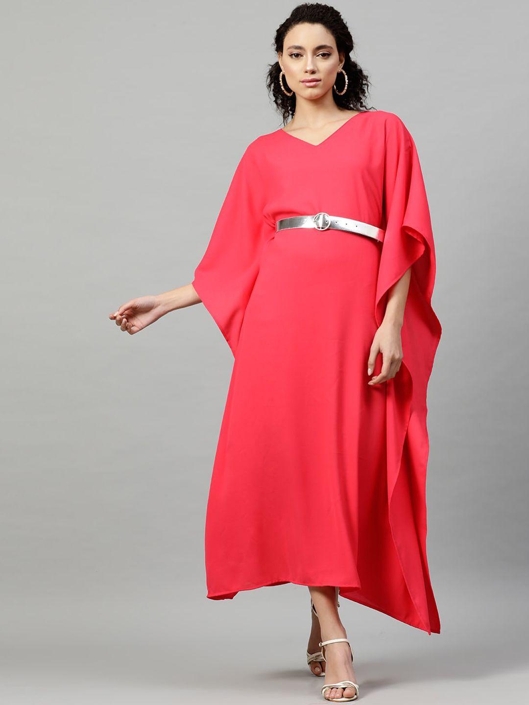 street 9 women coral solid kaftan dress