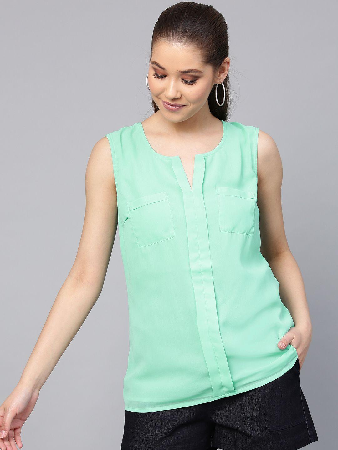 street 9 women green solid top