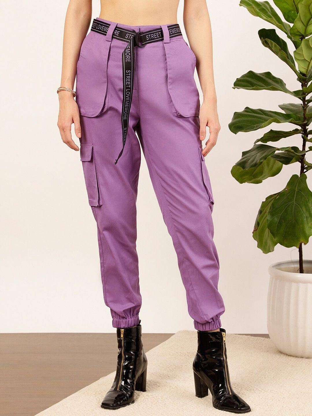 street 9 women lavender relaxed high-rise trousers