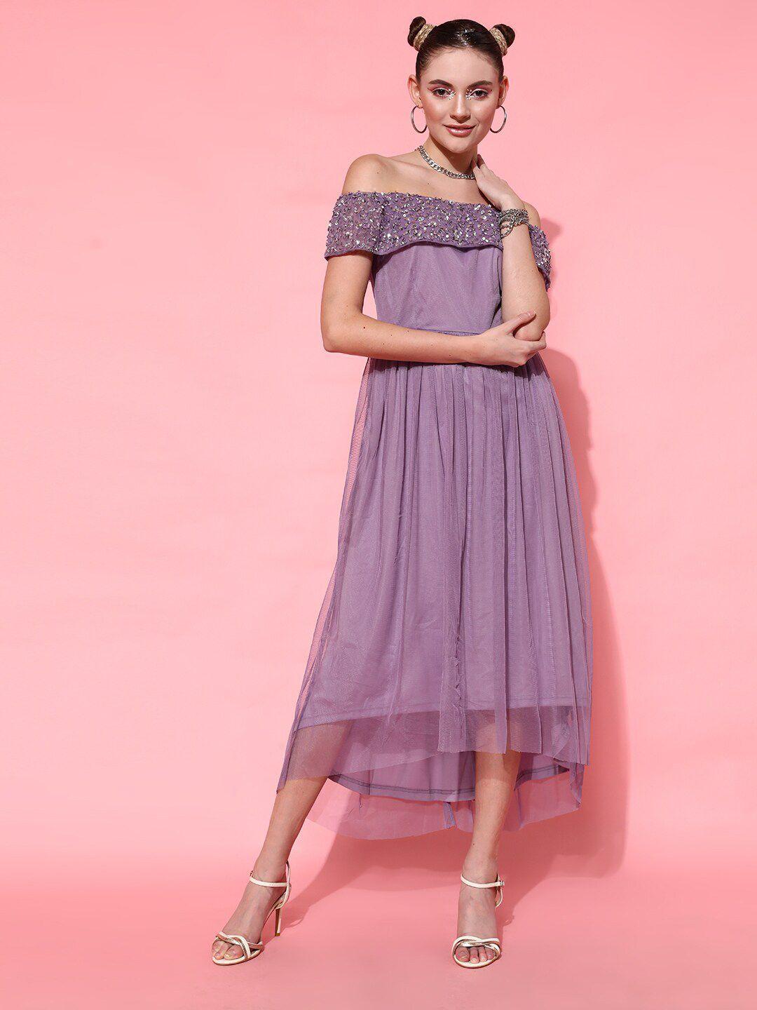 street 9 women lavender solid midi dress