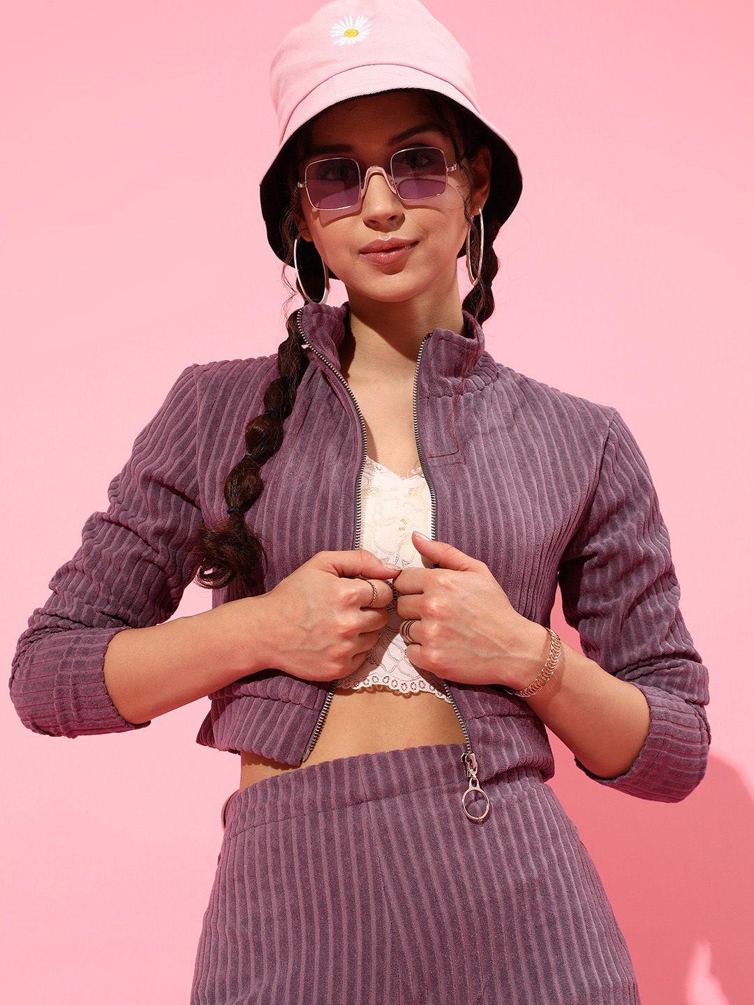 street 9 women lavender striped crop tailored jacket