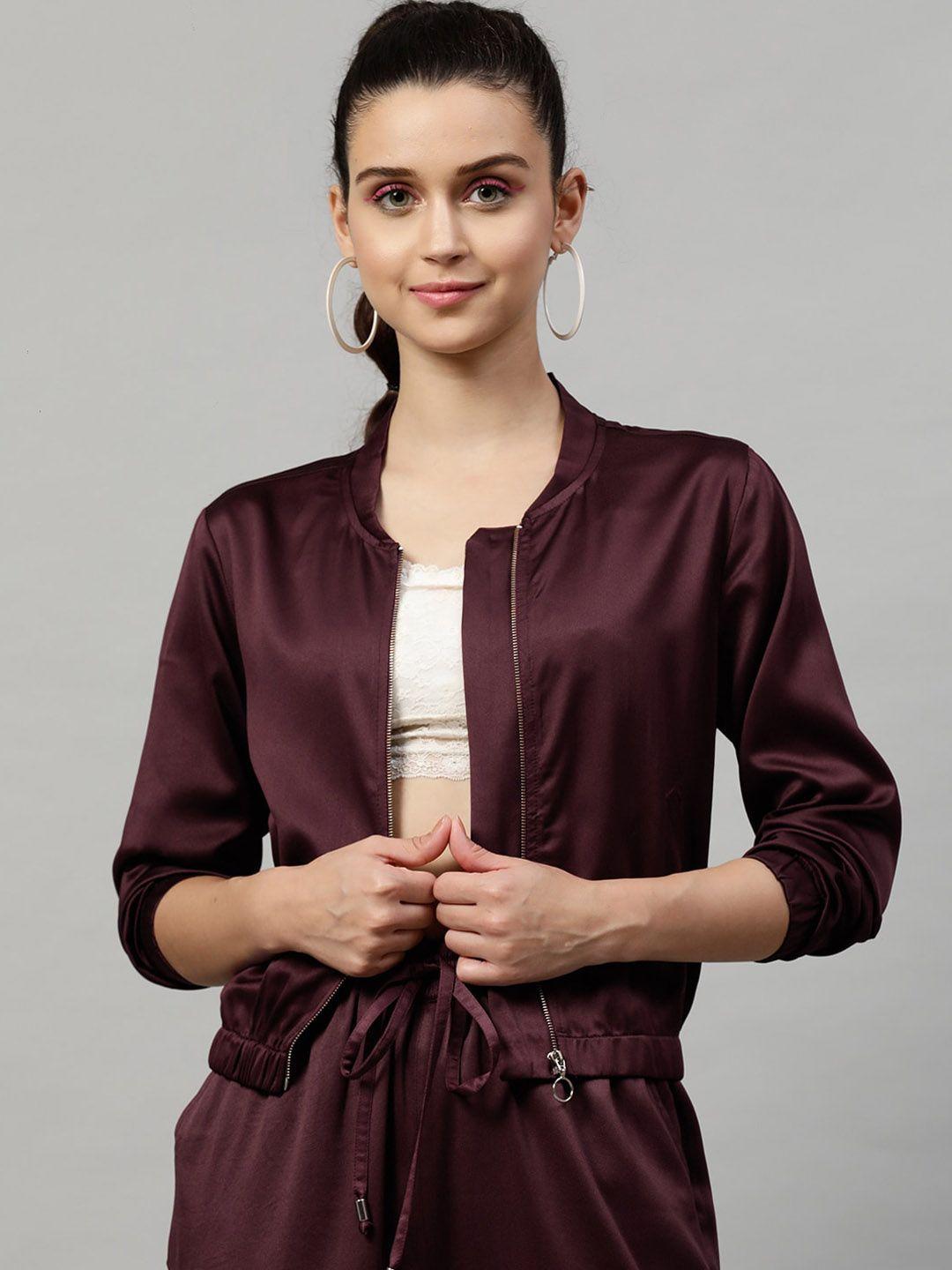 street 9 women maroon solid lightweight tailored jacket