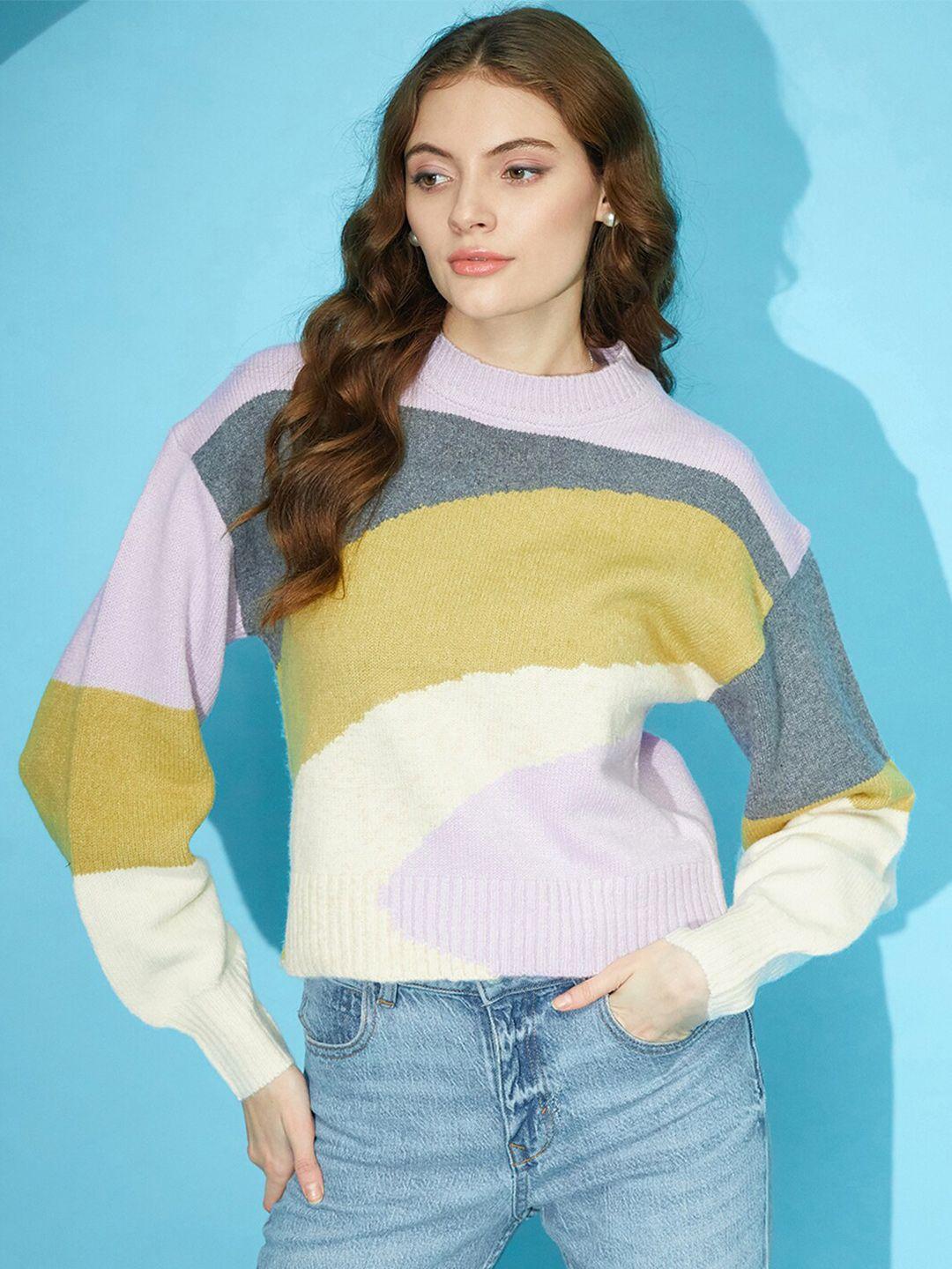 street 9 women multicoloured colourblocked pullover