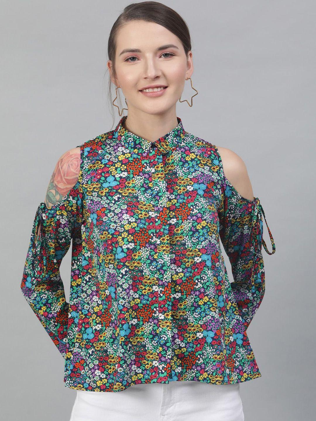 street 9 women multicoloured floral printed shirt style top