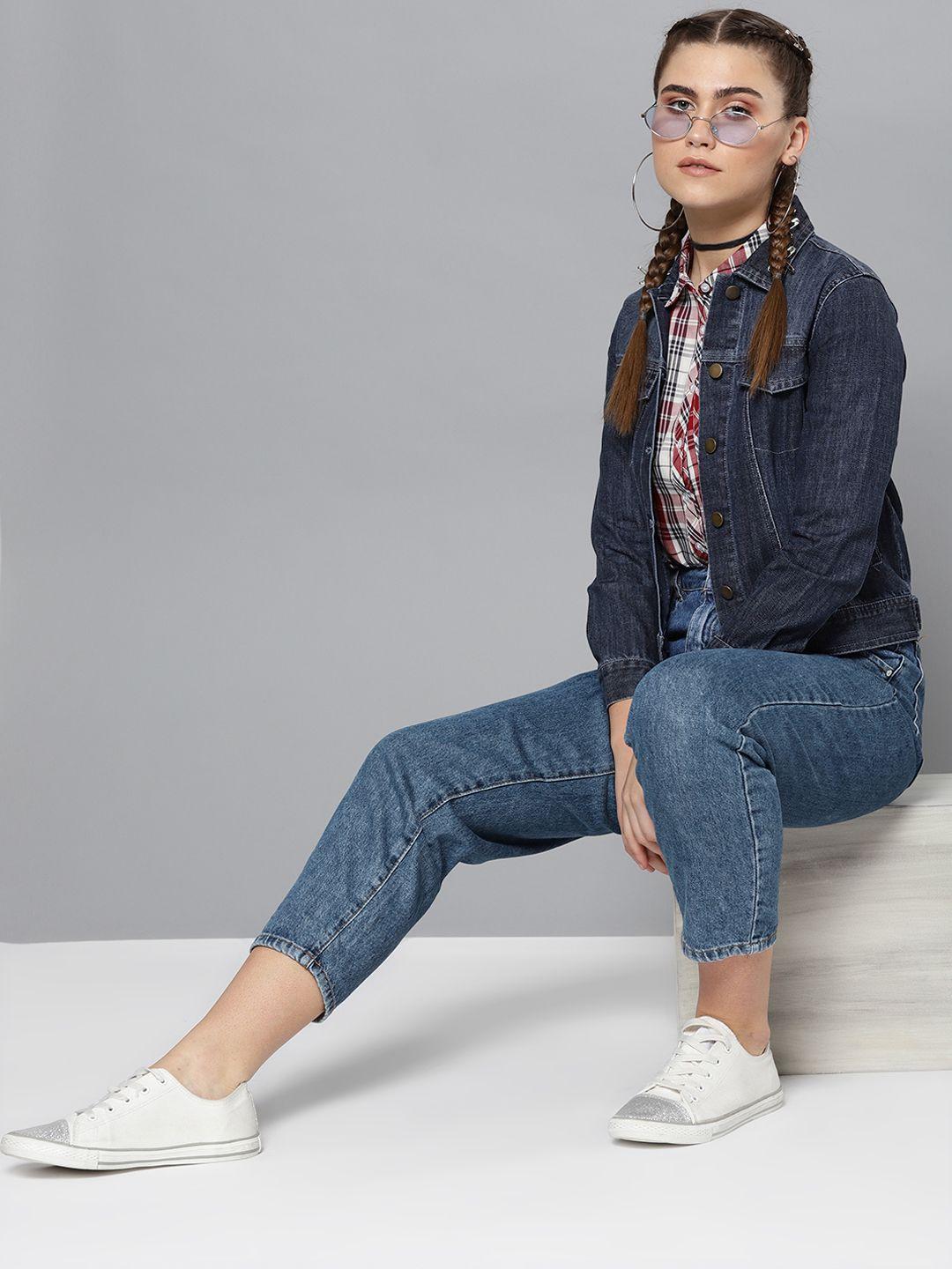 street 9 women navy solid denim jacket