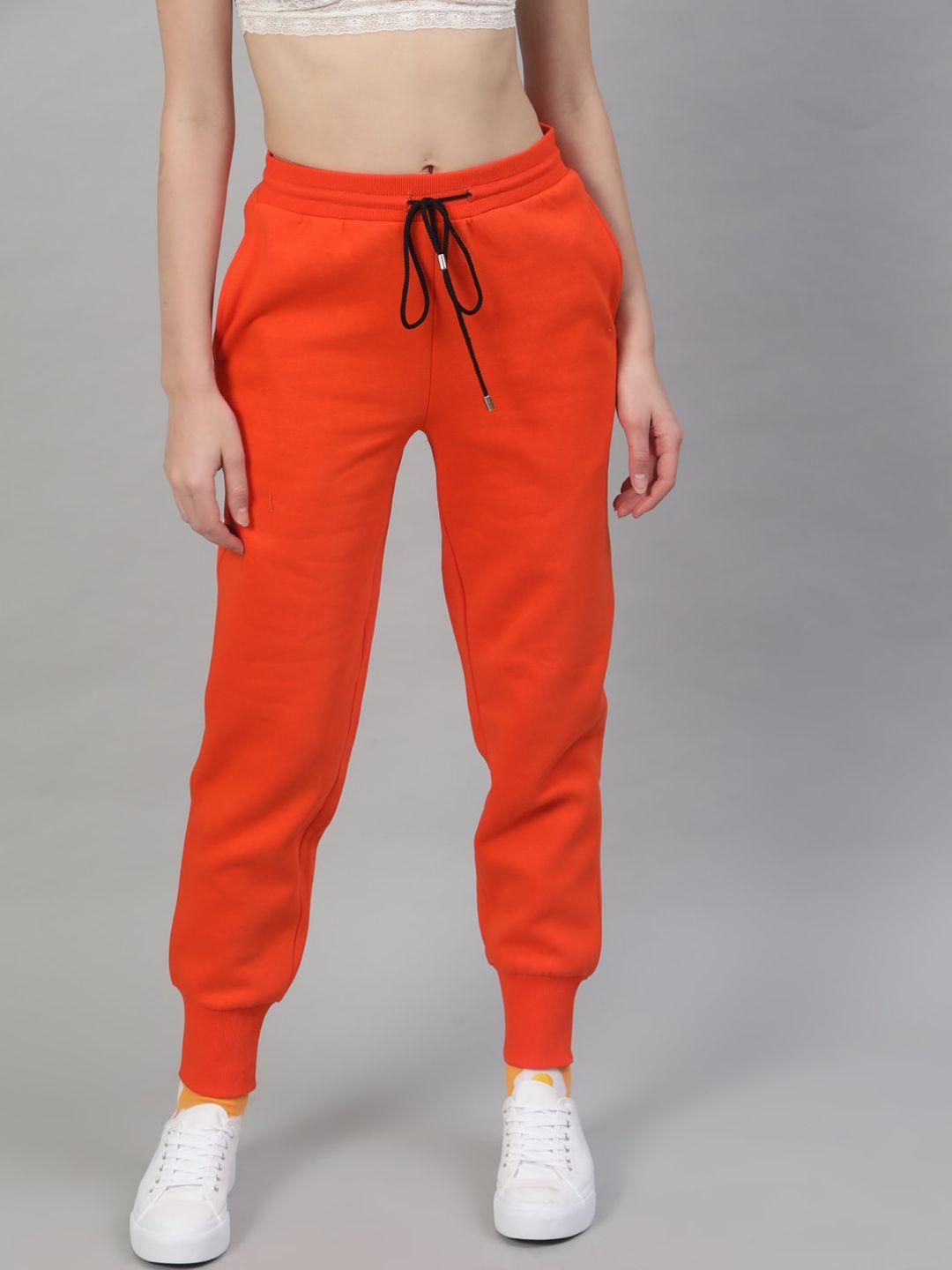 street 9 women orange regular fit solid joggers