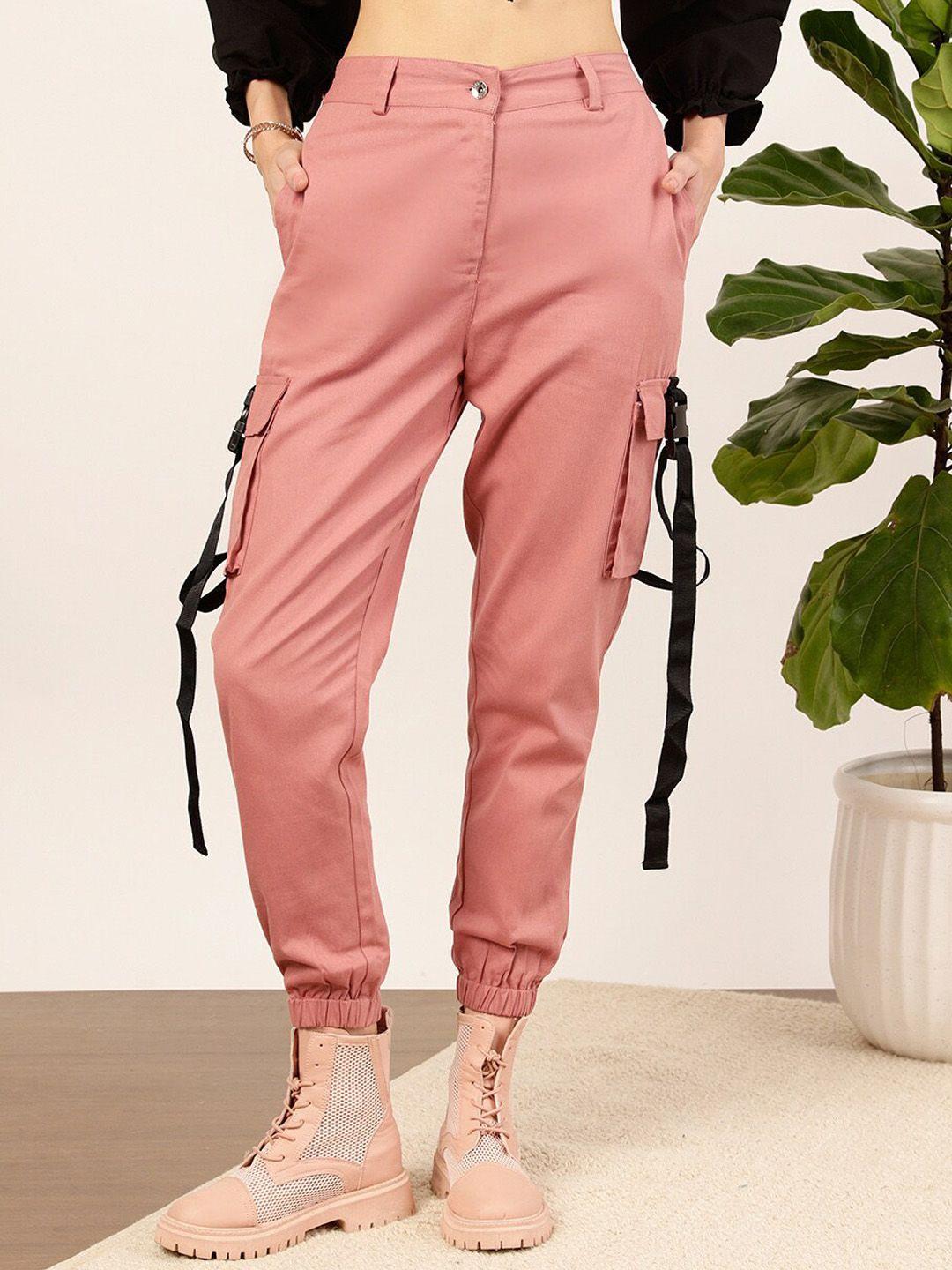 street 9 women pink relaxed high-rise trousers