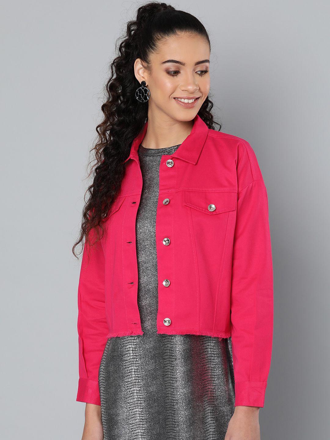 street 9 women pink solid denim jacket