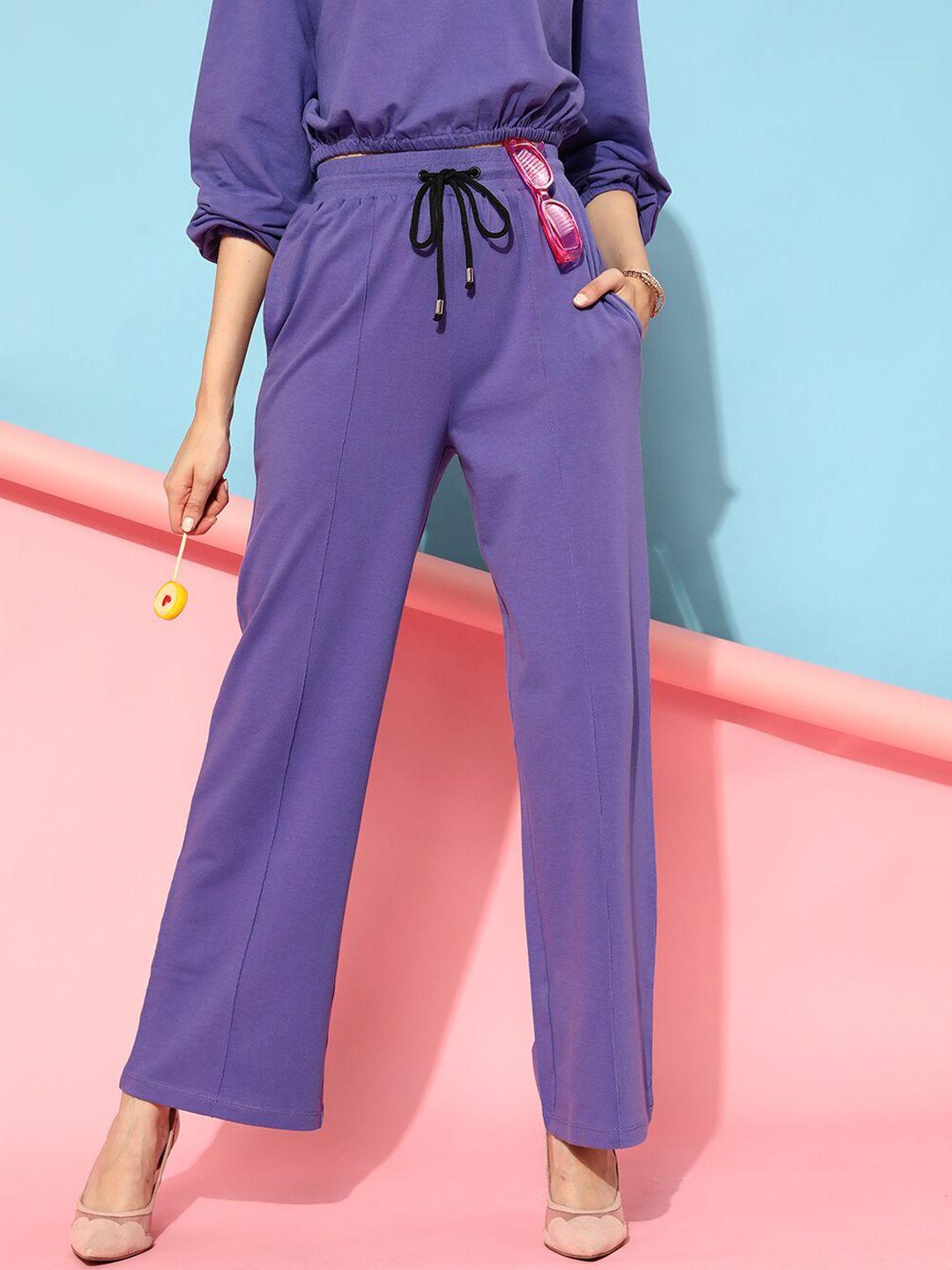 street 9 women purple loose fit high-rise trousers