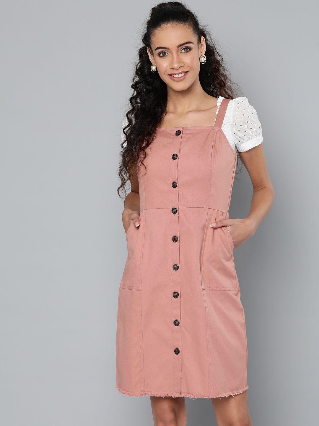 street 9 women rose solid pinafore dress