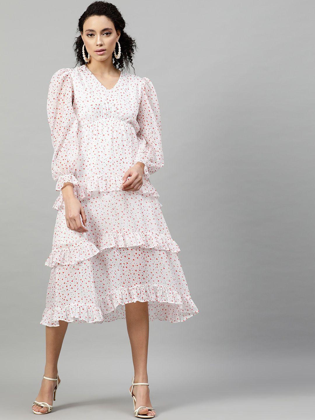 street 9 women white printed fit and flare dress