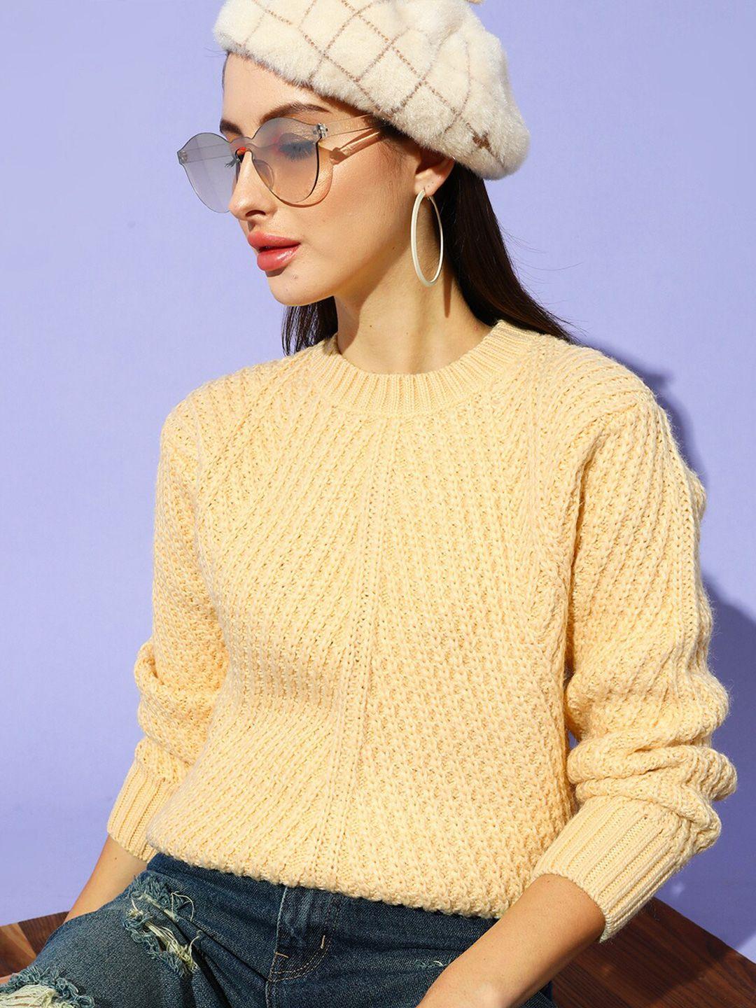 street 9 women yellow cable knit pullover