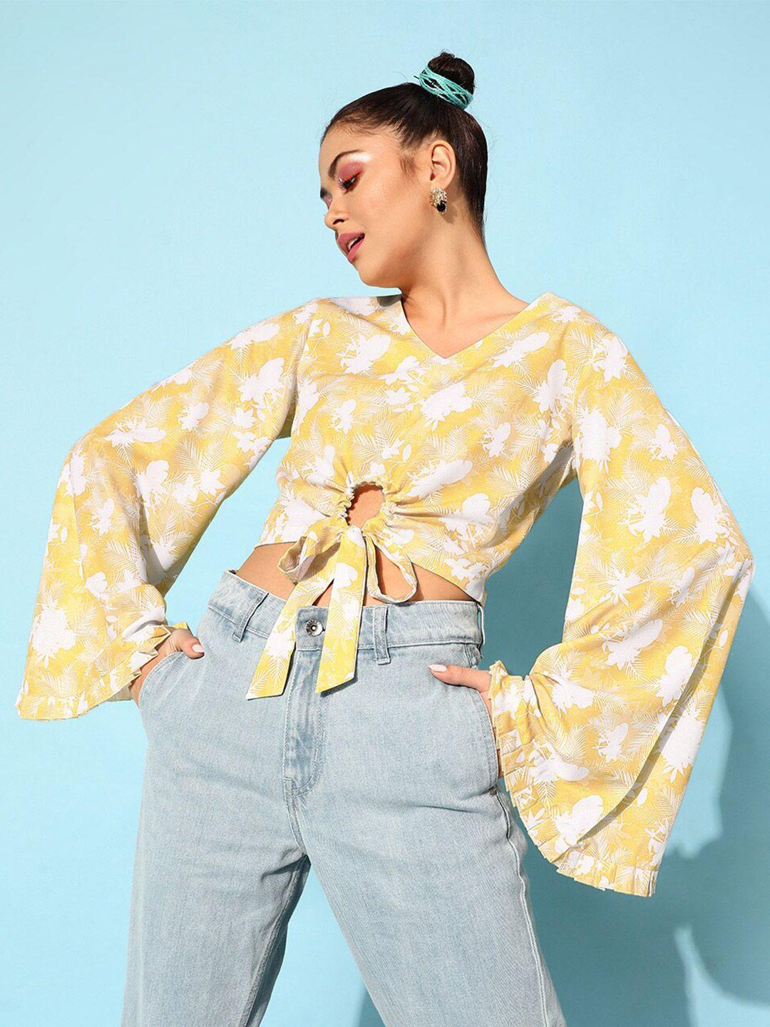 street 9 yellow floral top