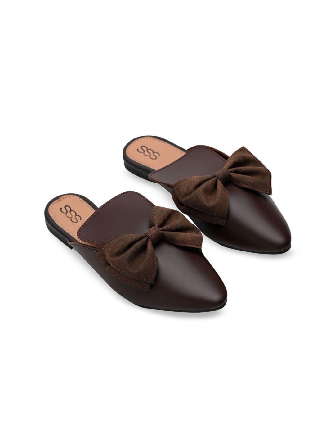 street style store women brown mules with bows flats