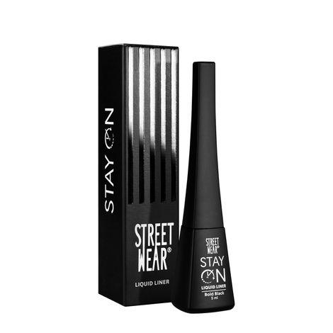 street wear® stay on liquid liner- bold black (5ml) - 24 hr long wear, shiny finish, smudgeproof, rich pigment