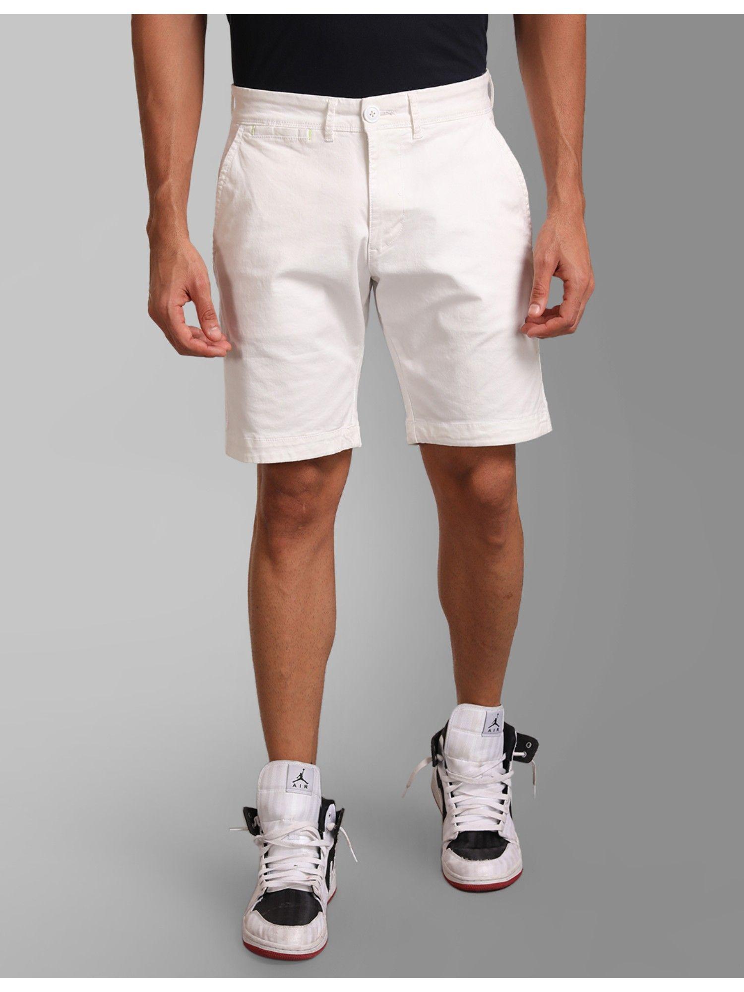 stretch cotton chinos shorts white