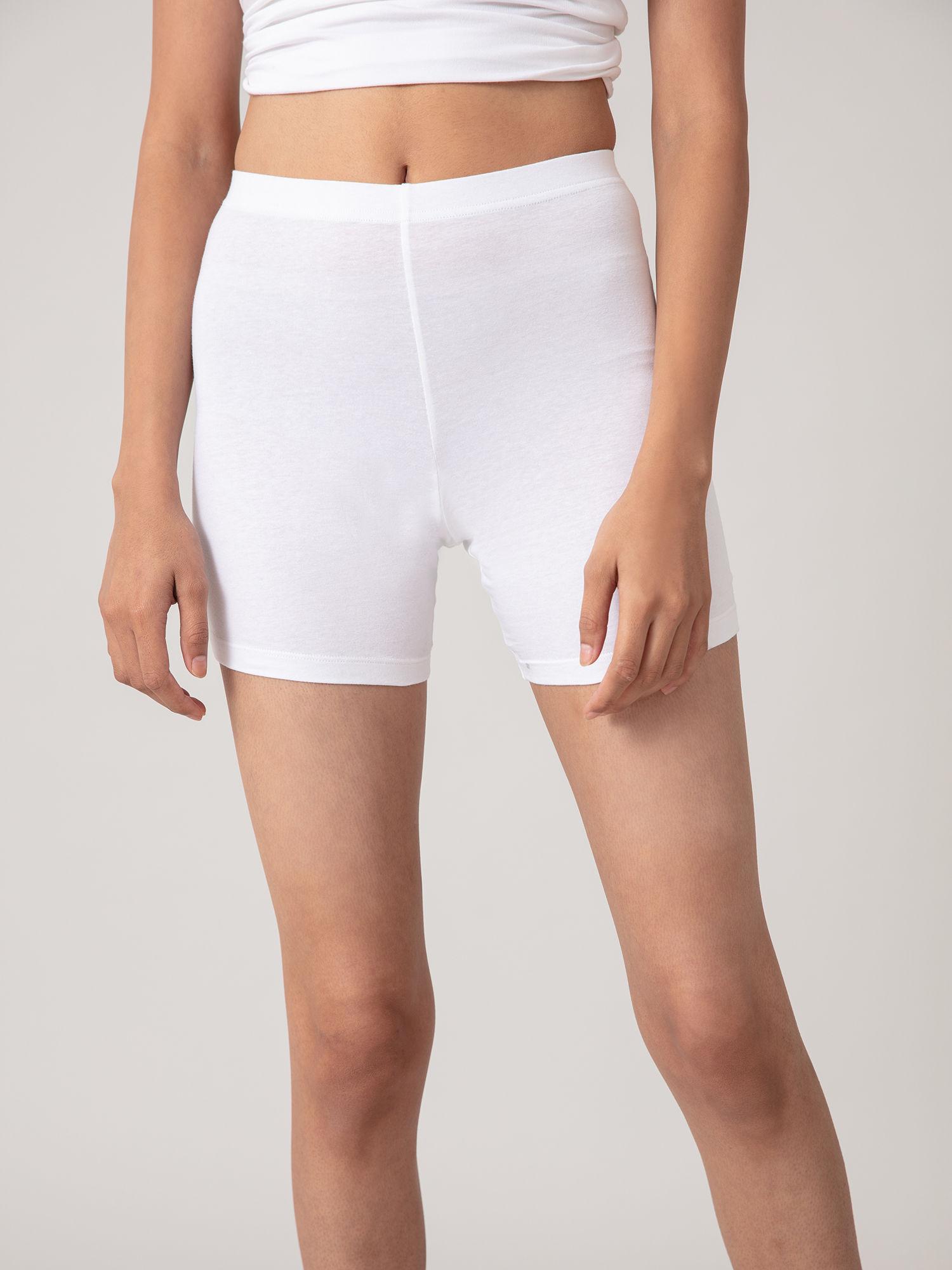 stretch cotton cycling shorts - nyp083 - white