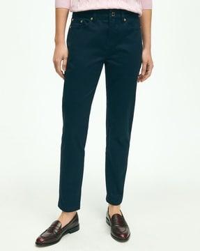 stretch cotton five-pocket pants