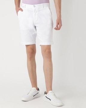 stretch cotton twill slim fit shorts