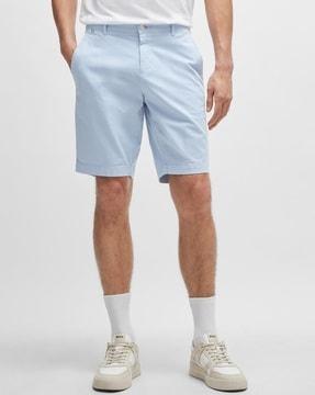 stretch cotton twill slim fit shorts