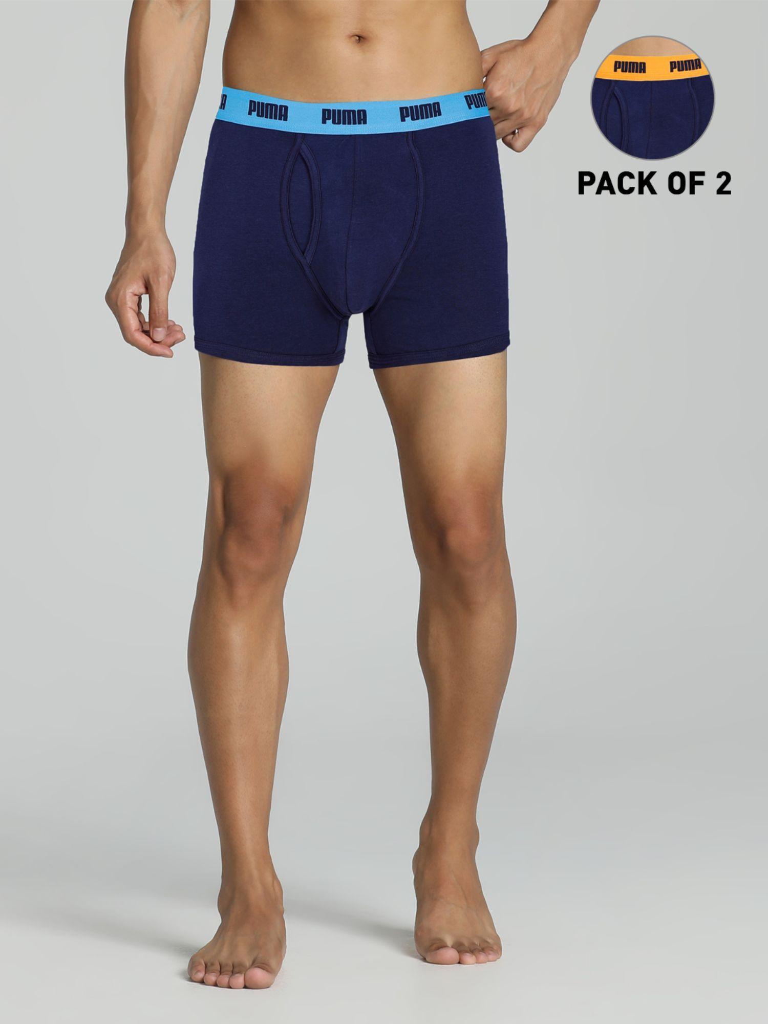 stretch elastic waistband mens blue trunks (pack of 2)
