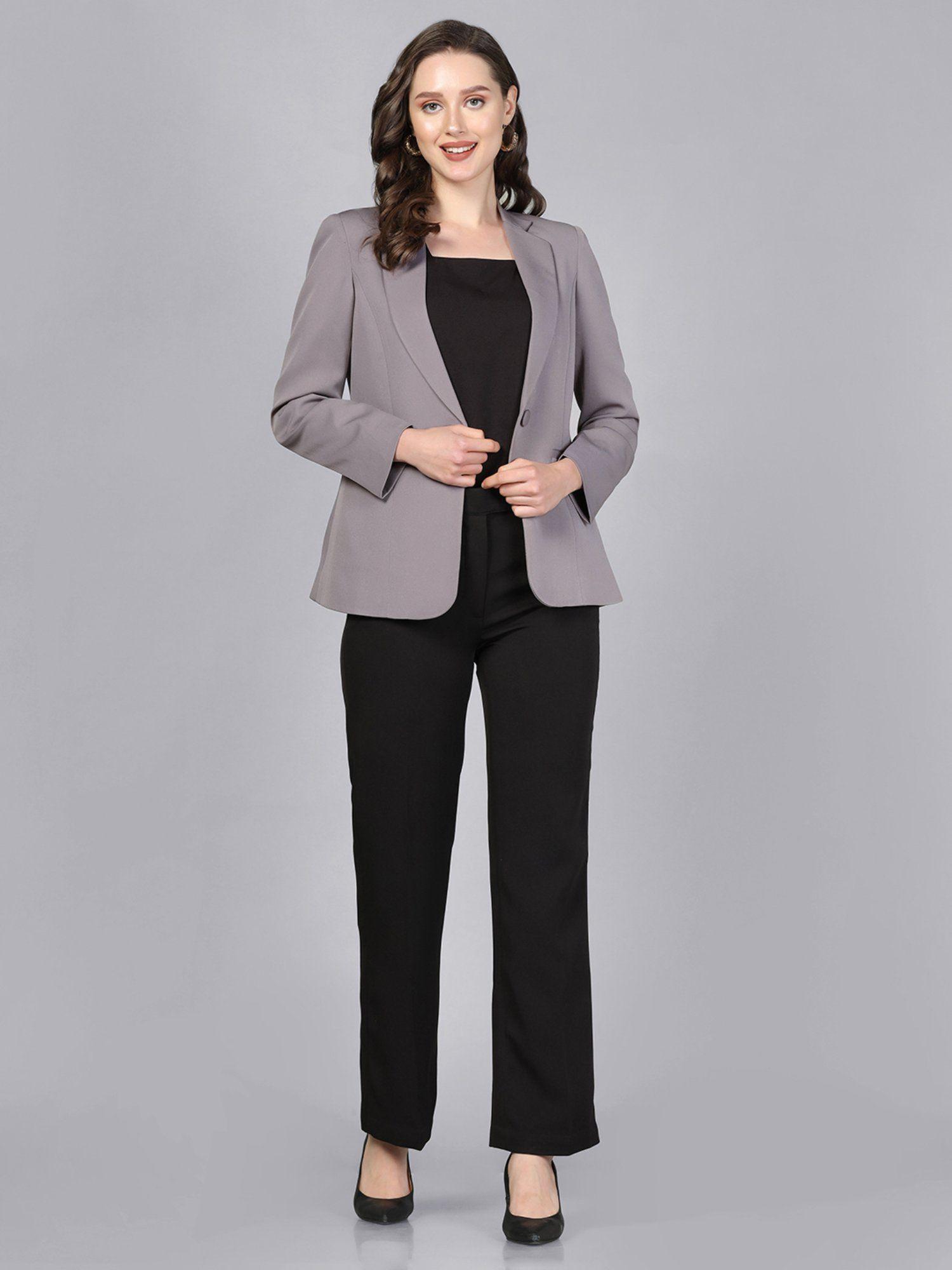 stretch notch collar blazer- grey