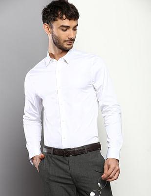 stretch satin solid casual shirt