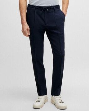 stretch virgin wool slim fit trousers