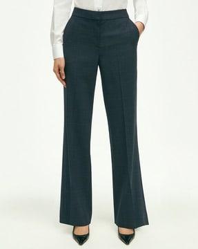 stretch wool glenn plaid trousers