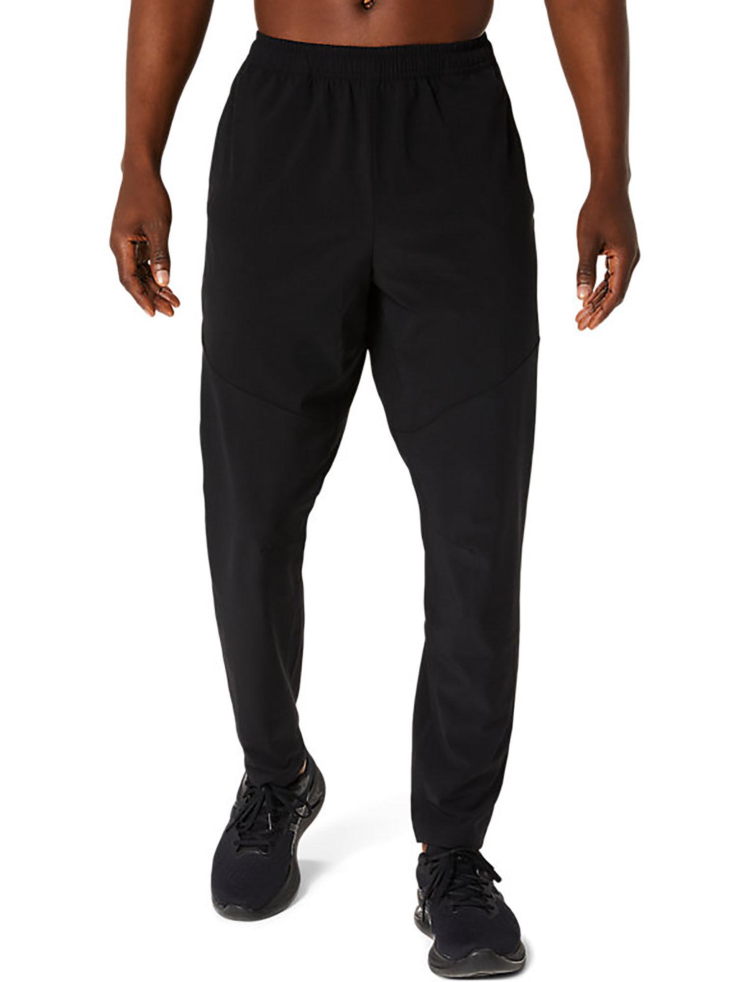 stretch woven lining black mens sweatpants