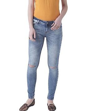 stretchable jeans with elasticated drawstring waist