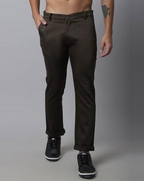 stretchable mid rise trousers