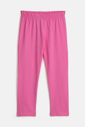 stretchable pink cotton leggings - light pink