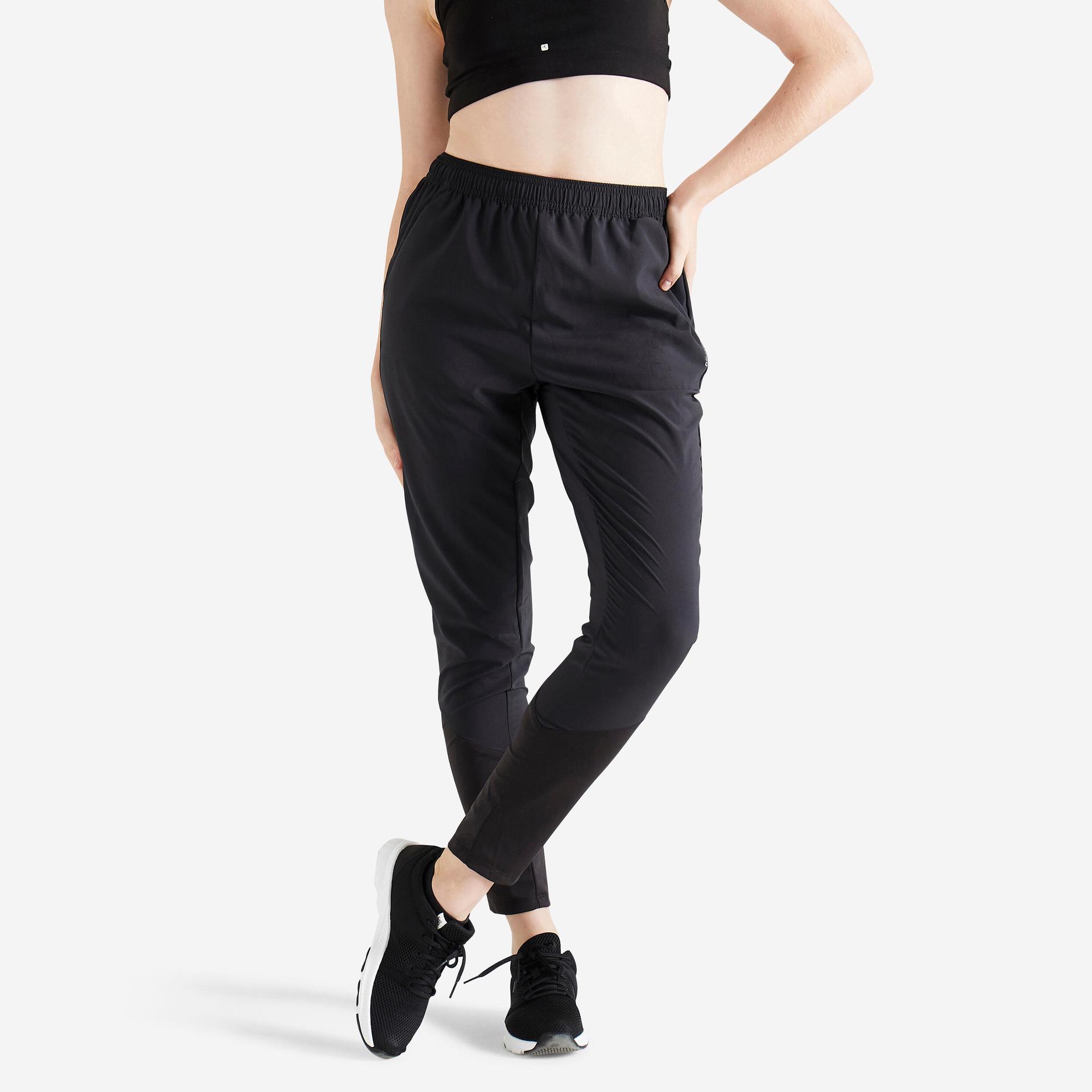 stretchable, quick dry, light, 2 pocket, slim fit- women gym trackpant black