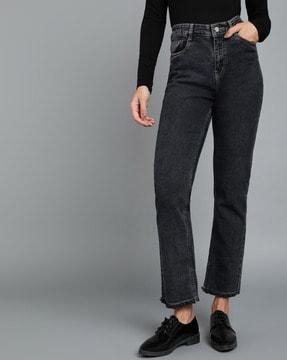 stretchable ankle-length jeans