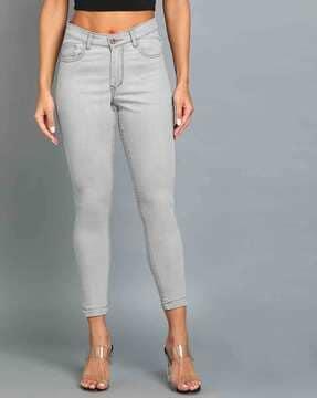 stretchable ankle-length skinny jeans