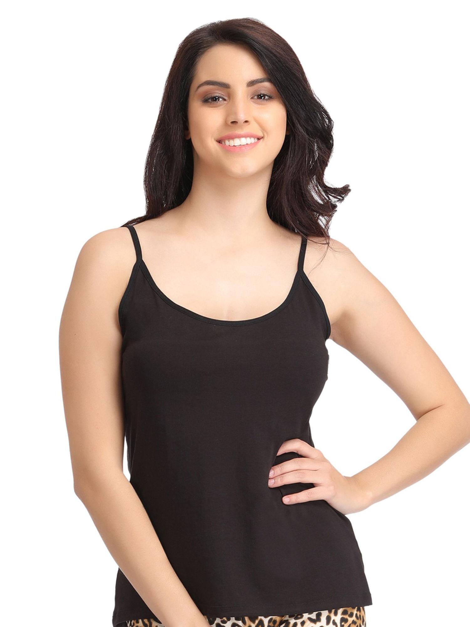 stretchable cotton camisole in black