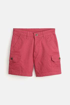 stretchable cotton shorts for boys - coral
