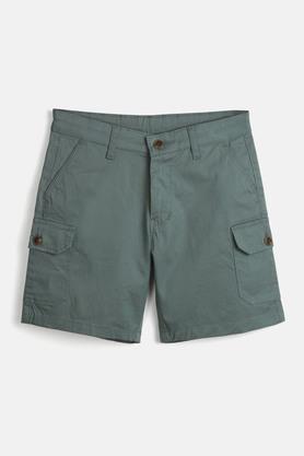 stretchable cotton shorts for boys - green