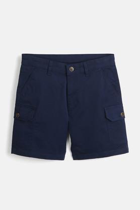 stretchable cotton shorts for boys - navy