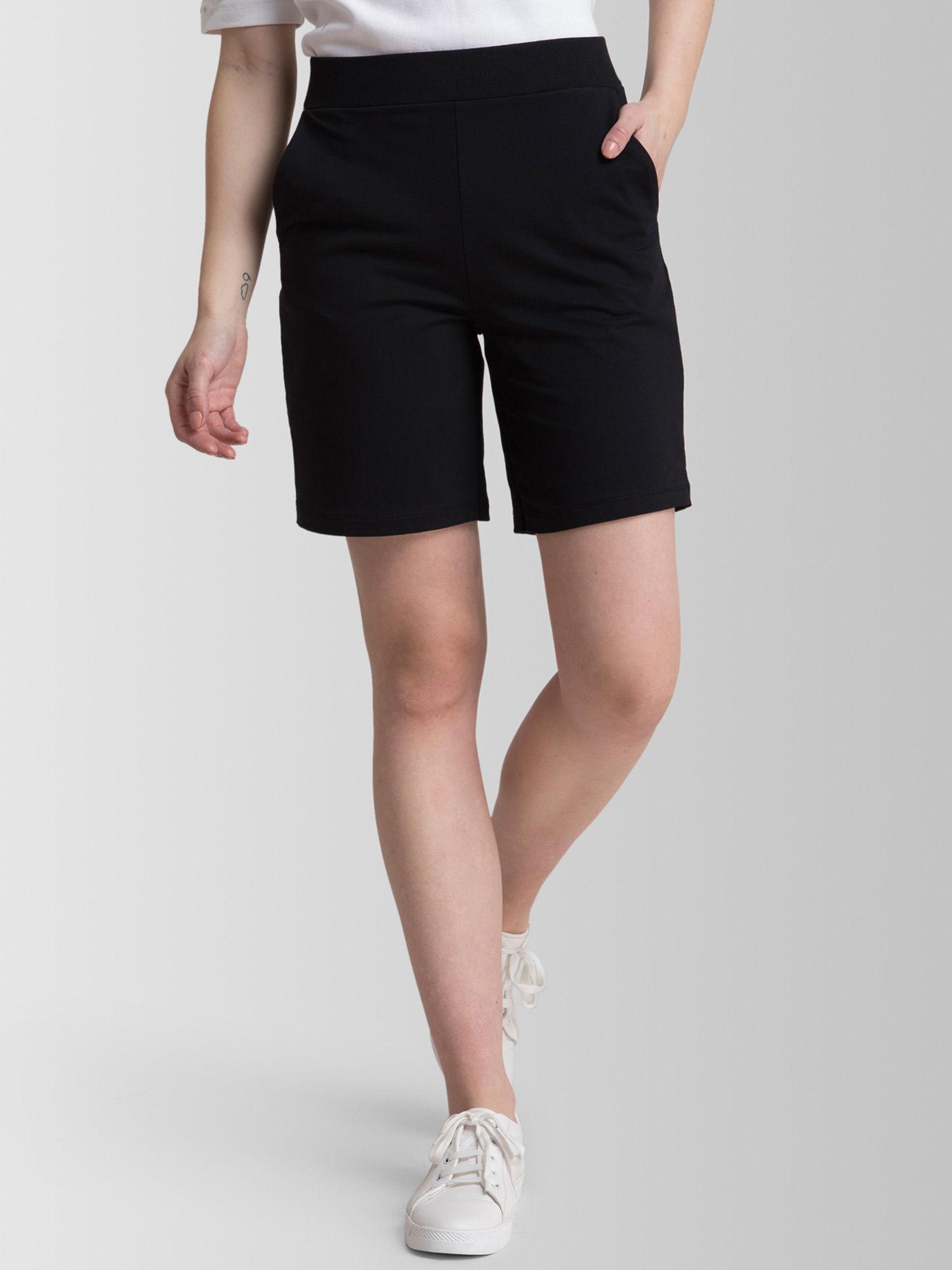 stretchable elasticated livin shorts - black