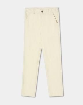 stretchable mid-rise trousers