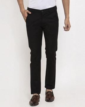 stretchable mid rise waist trousers