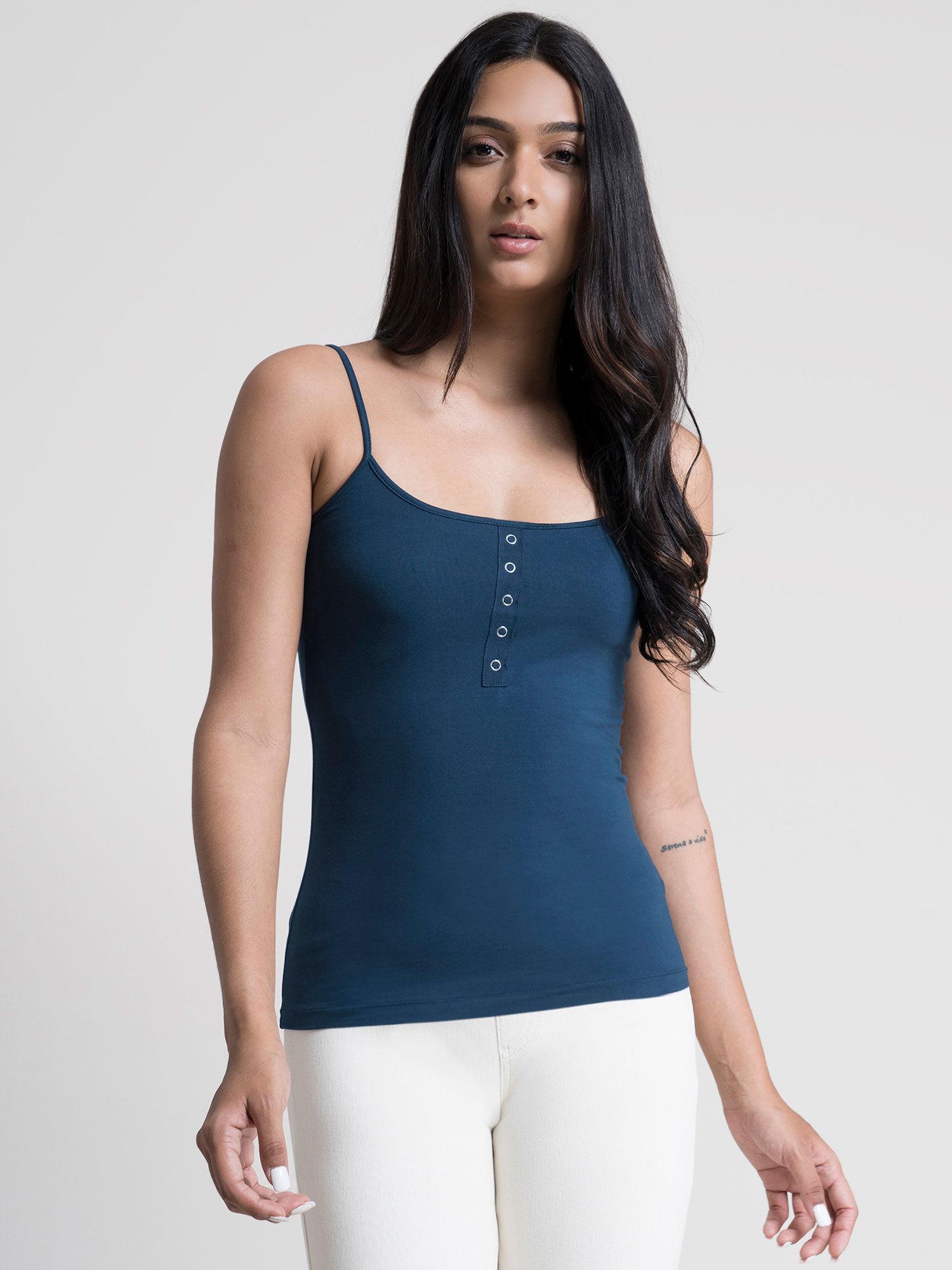 stretchable scoop neck livin camisole blue