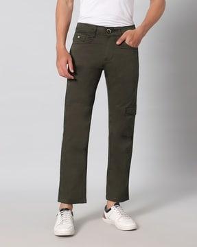 stretchable straight-fit cargo pants