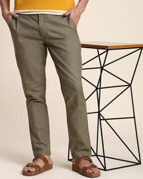 stretchable straight fit trousers