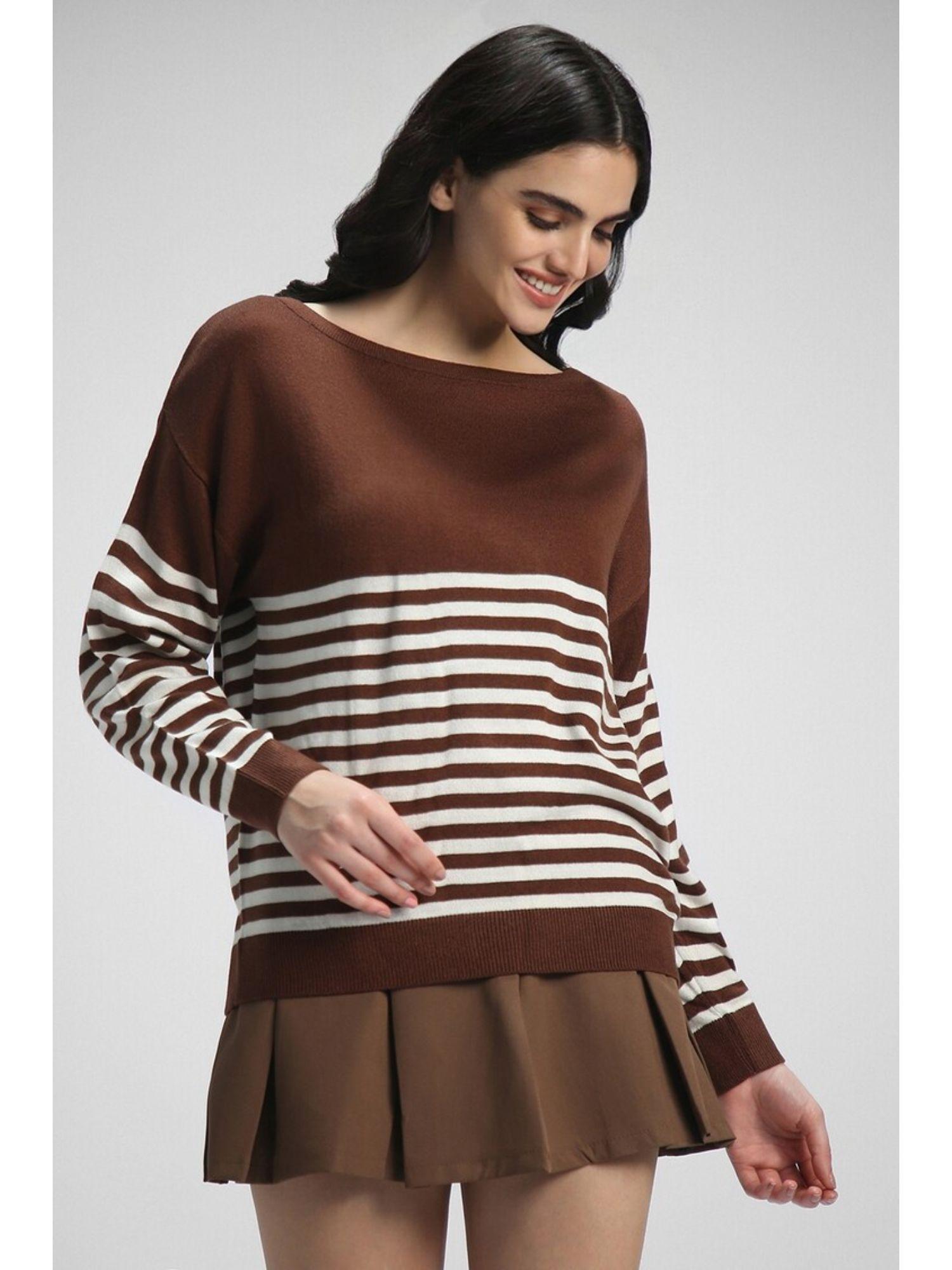 stripe brown sweater