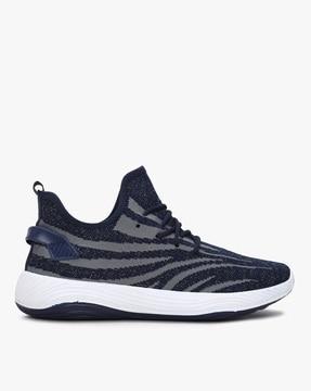 stripe-knit lace-up sneakers