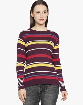stripe-knit pullover